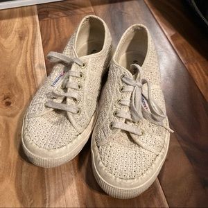 Cream Woven Superga Sneakers | 7 / 37.5